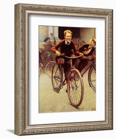 Fun on Bikes (or Boys on Bicycles)-Norman Rockwell-Framed Giclee Print