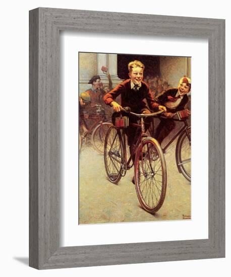 Fun on Bikes (or Boys on Bicycles)-Norman Rockwell-Framed Giclee Print