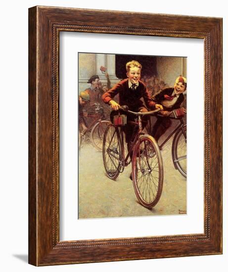 Fun on Bikes (or Boys on Bicycles)-Norman Rockwell-Framed Giclee Print