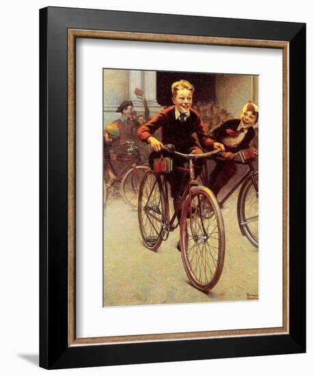 Fun on Bikes (or Boys on Bicycles)-Norman Rockwell-Framed Giclee Print