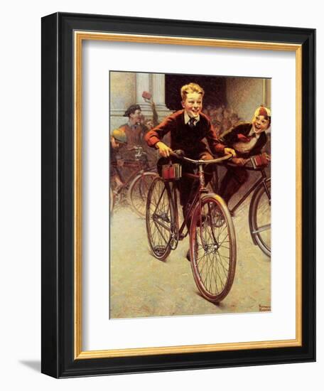 Fun on Bikes (or Boys on Bicycles)-Norman Rockwell-Framed Giclee Print