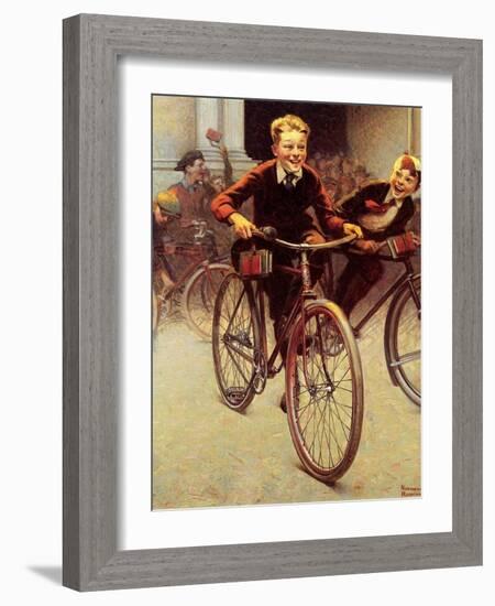 Fun on Bikes (or Boys on Bicycles)-Norman Rockwell-Framed Giclee Print