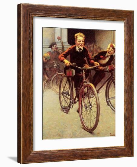 Fun on Bikes (or Boys on Bicycles)-Norman Rockwell-Framed Giclee Print