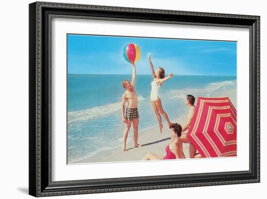 Fun on the Beach, Retro-null-Framed Art Print