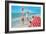 Fun on the Beach, Retro-null-Framed Art Print