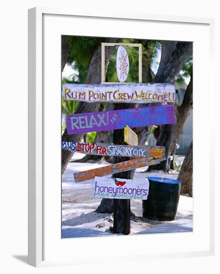 Fun Signpost at Run Point, Cayman Islands-George Oze-Framed Photographic Print