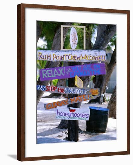 Fun Signpost at Run Point, Cayman Islands-George Oze-Framed Photographic Print