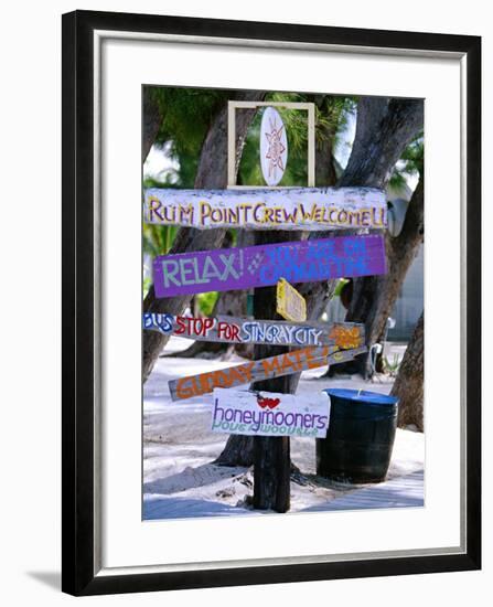 Fun Signpost at Run Point, Cayman Islands-George Oze-Framed Photographic Print