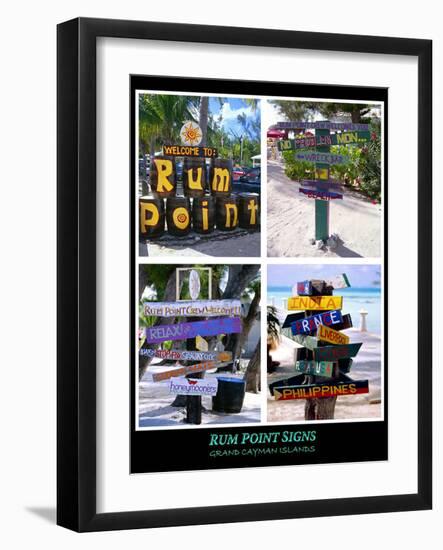 Fun Signs of Rum Point Grand Cayman-George Oze-Framed Photographic Print