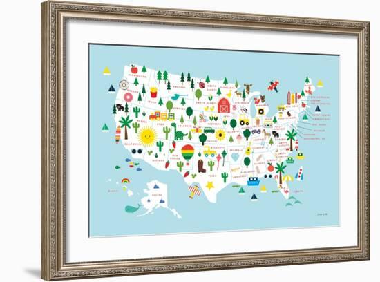 Fun USA Map-Ann Kelle-Framed Premium Giclee Print