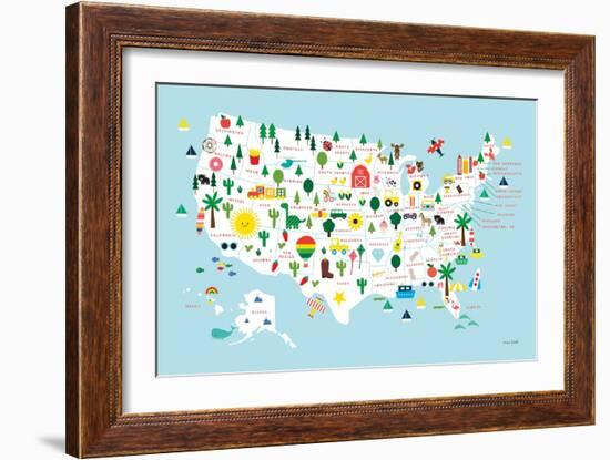 Fun USA Map-Ann Kelle-Framed Premium Giclee Print