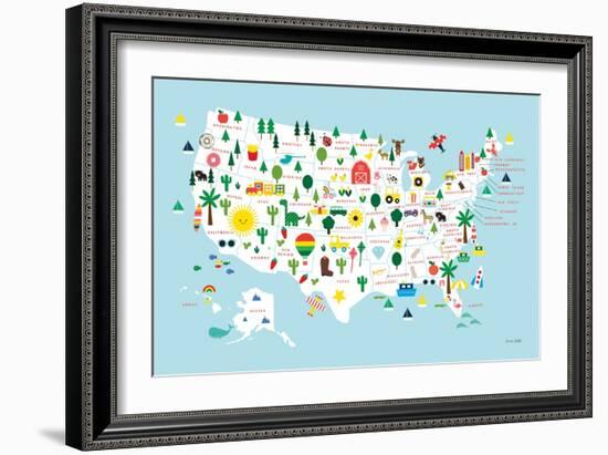 Fun USA Map-Ann Kelle-Framed Premium Giclee Print