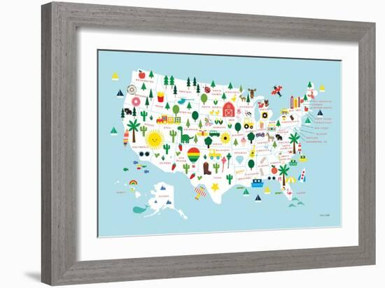 Fun USA Map-Ann Kelle-Framed Art Print