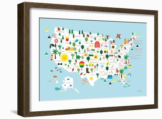 Fun USA Map-Ann Kelle-Framed Art Print