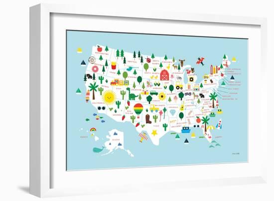 Fun USA Map-Ann Kelle-Framed Art Print