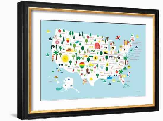 Fun USA Map-Ann Kelle-Framed Art Print