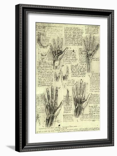 Functions of Human Hand-Leonardo da Vinci-Framed Giclee Print