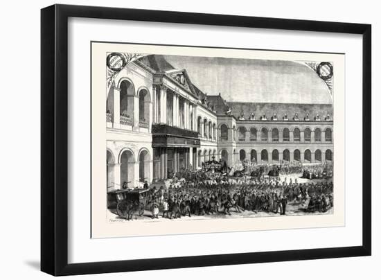 Funeral of Admiral Bruet, Coming from Des Invalides in Paris, France, 1855.-null-Framed Giclee Print