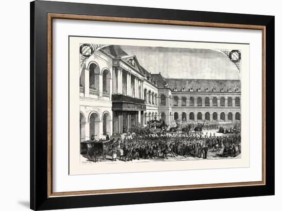 Funeral of Admiral Bruet, Coming from Des Invalides in Paris, France, 1855.-null-Framed Giclee Print