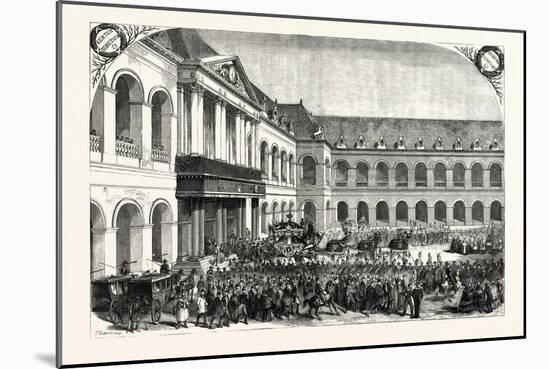 Funeral of Admiral Bruet, Coming from Des Invalides in Paris, France, 1855.-null-Mounted Giclee Print