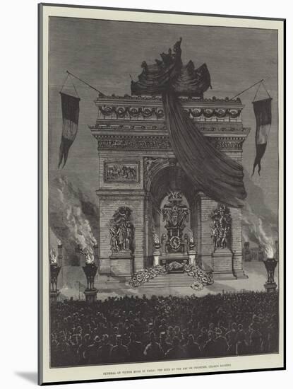 Funeral of Victor Hugo in Paris, the Bier at the Arc De Triomphe, Champs Elysees-null-Mounted Giclee Print