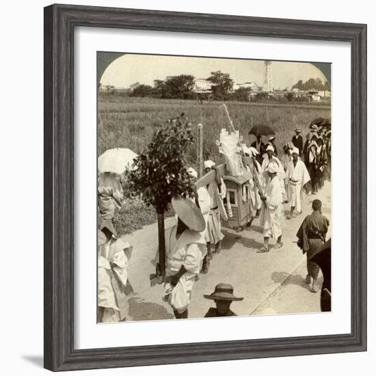 Funeral Procession of a Rich Buddhist, on the Road to Sakai, Looking Towards Osaka, Japan, 1904-Underwood & Underwood-Framed Photographic Print