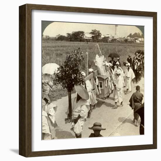 Funeral Procession of a Rich Buddhist, on the Road to Sakai, Looking Towards Osaka, Japan, 1904-Underwood & Underwood-Framed Photographic Print