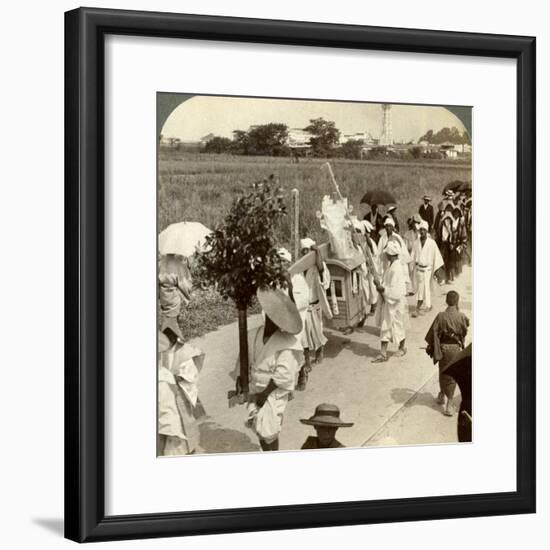 Funeral Procession of a Rich Buddhist, on the Road to Sakai, Looking Towards Osaka, Japan, 1904-Underwood & Underwood-Framed Photographic Print