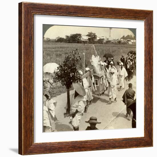 Funeral Procession of a Rich Buddhist, on the Road to Sakai, Looking Towards Osaka, Japan, 1904-Underwood & Underwood-Framed Photographic Print