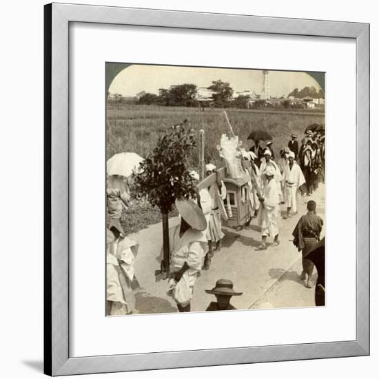 Funeral Procession of a Rich Buddhist, on the Road to Sakai, Looking Towards Osaka, Japan, 1904-Underwood & Underwood-Framed Photographic Print