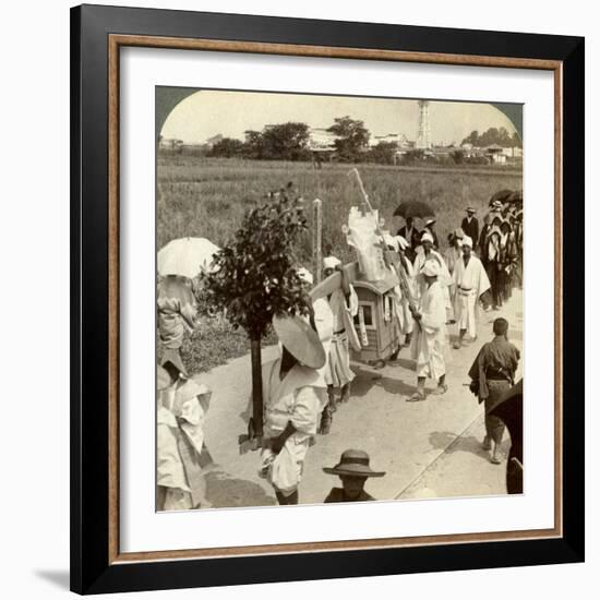 Funeral Procession of a Rich Buddhist, on the Road to Sakai, Looking Towards Osaka, Japan, 1904-Underwood & Underwood-Framed Photographic Print