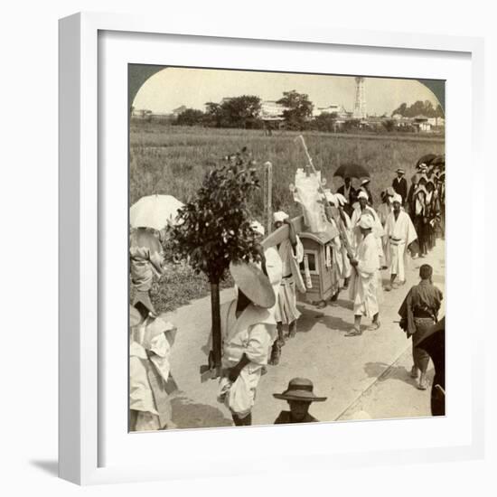 Funeral Procession of a Rich Buddhist, on the Road to Sakai, Looking Towards Osaka, Japan, 1904-Underwood & Underwood-Framed Photographic Print