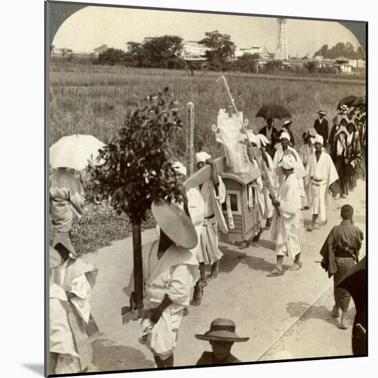 Funeral Procession of a Rich Buddhist, on the Road to Sakai, Looking Towards Osaka, Japan, 1904-Underwood & Underwood-Mounted Photographic Print
