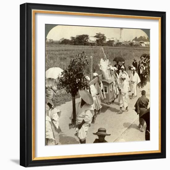 Funeral Procession of a Rich Buddhist, on the Road to Sakai, Looking Towards Osaka, Japan, 1904-Underwood & Underwood-Framed Photographic Print