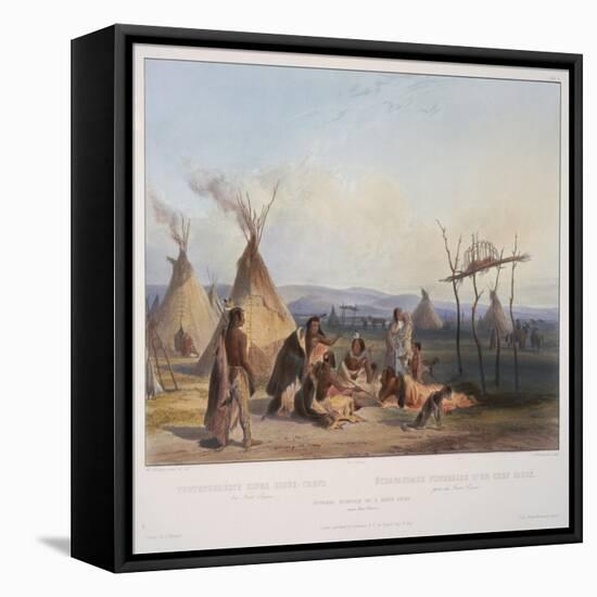 Funeral Scaffold of a Sioux Chief Near Fort Pierre, Engraved by J. Hurliman, Published in 1839-Karl Bodmer-Framed Premier Image Canvas