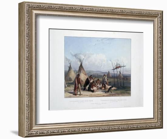 Funeral Scaffold of a Sioux Chief Near Fort Pierre-Karl Bodmer-Framed Giclee Print