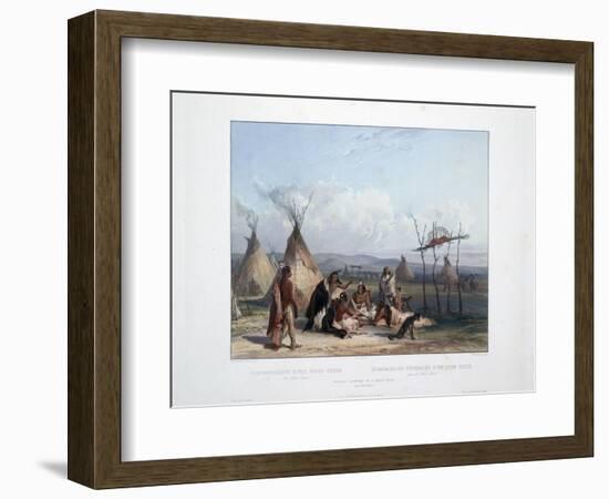 Funeral Scaffold of a Sioux Chief Near Fort Pierre-Karl Bodmer-Framed Giclee Print