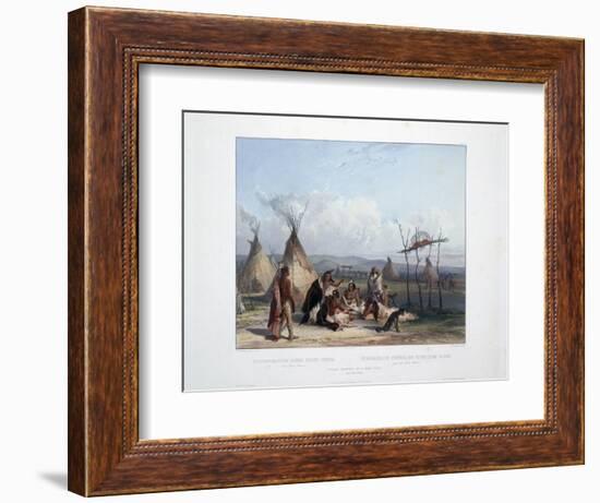 Funeral Scaffold of a Sioux Chief Near Fort Pierre-Karl Bodmer-Framed Giclee Print