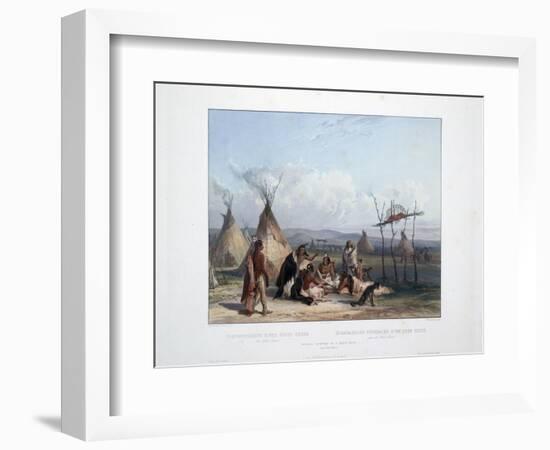 Funeral Scaffold of a Sioux Chief Near Fort Pierre-Karl Bodmer-Framed Giclee Print