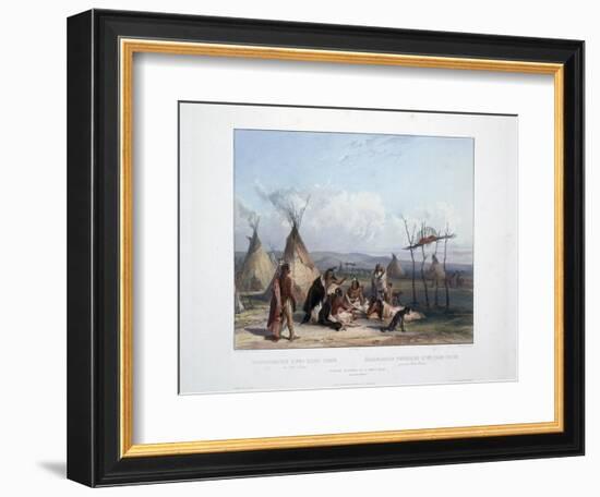 Funeral Scaffold of a Sioux Chief Near Fort Pierre-Karl Bodmer-Framed Giclee Print