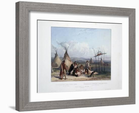 Funeral Scaffold of a Sioux Chief Near Fort Pierre-Karl Bodmer-Framed Giclee Print