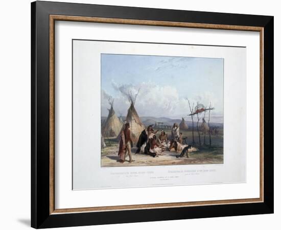 Funeral Scaffold of a Sioux Chief Near Fort Pierre-Karl Bodmer-Framed Giclee Print