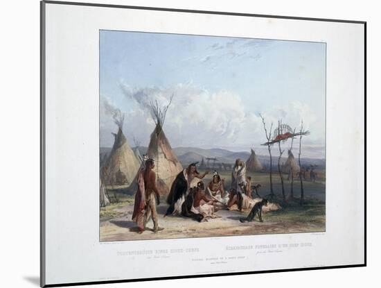 Funeral Scaffold of a Sioux Chief Near Fort Pierre-Karl Bodmer-Mounted Giclee Print