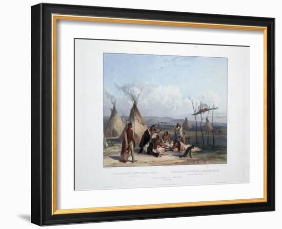 Funeral Scaffold of a Sioux Chief Near Fort Pierre-Karl Bodmer-Framed Giclee Print