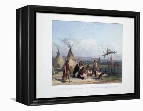 Funeral Scaffold of a Sioux Chief Near Fort Pierre-Karl Bodmer-Framed Premier Image Canvas