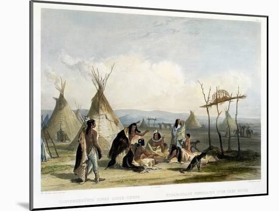 Funeral Scaffold of a Sioux Chief Near Fort Pierre-Karl Bodmer-Mounted Giclee Print