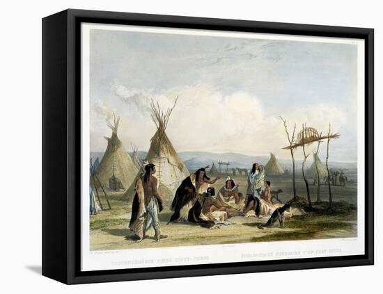 Funeral Scaffold of a Sioux Chief Near Fort Pierre-Karl Bodmer-Framed Premier Image Canvas