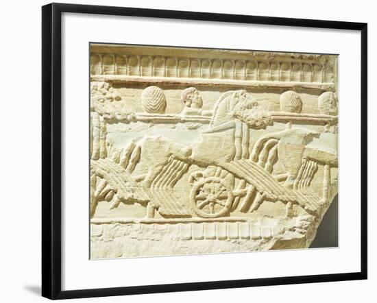 Funeral Stone Decorated in Relief, from Sicily, Italy, Detail Depicting Chariots and Horses-null-Framed Giclee Print