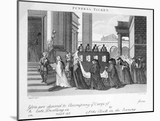 Funeral Ticket by William Hogarth-William Hogarth-Mounted Giclee Print