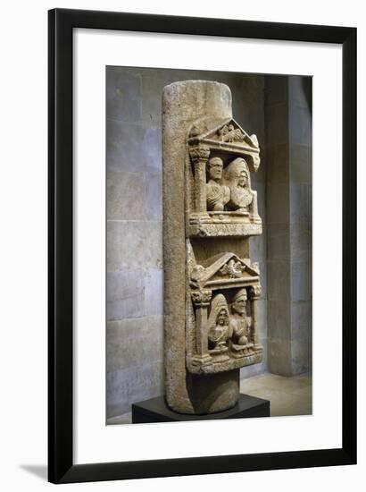 Funerary Stele in Limestone Composed of Two Tabernacles Leaning Against Column-null-Framed Giclee Print